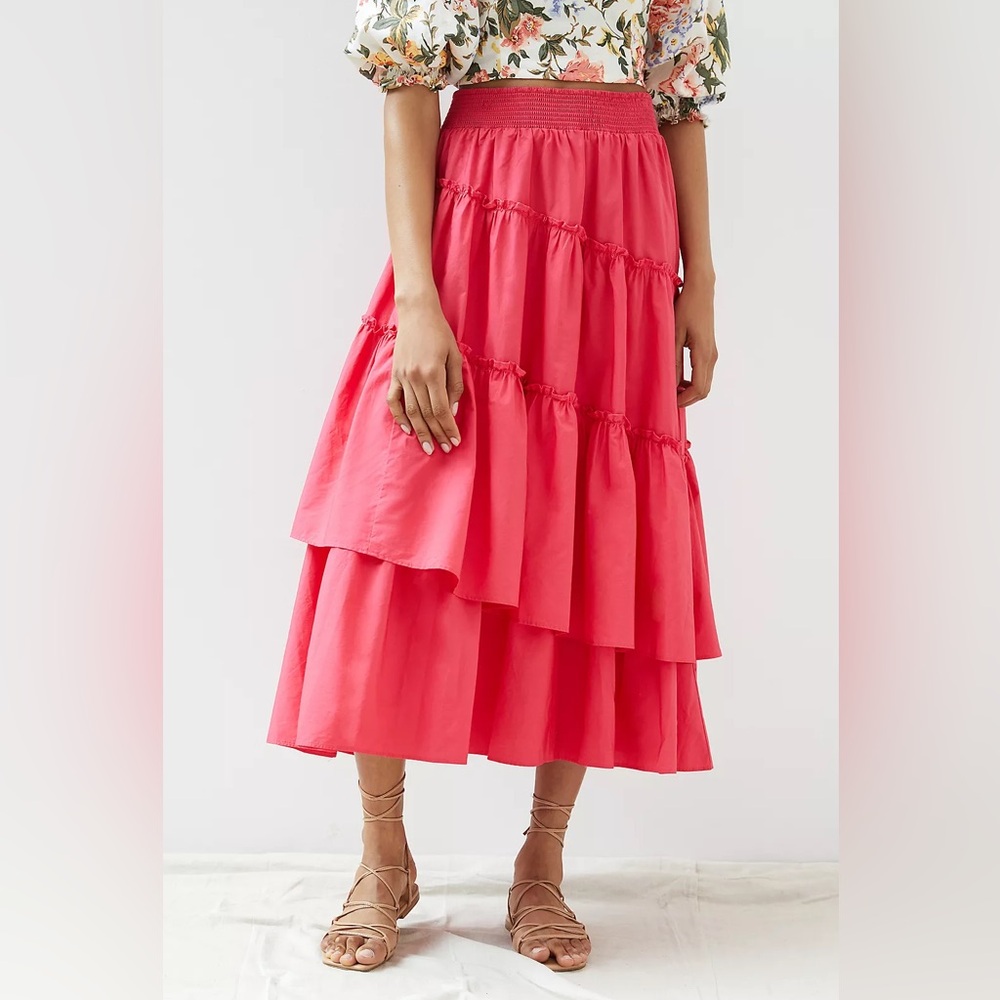Maeve Tiered Asymmetrical Maxi Skirt